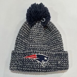 New England Patriots Navy and White New Era Knit Hat with Pom-Pom